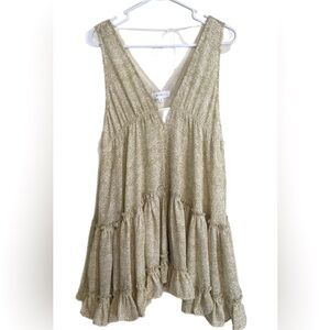 Mable Tunic Tiered Sleeveless Pattern Dress Medium Bohemian Cottagecore Milkmaid